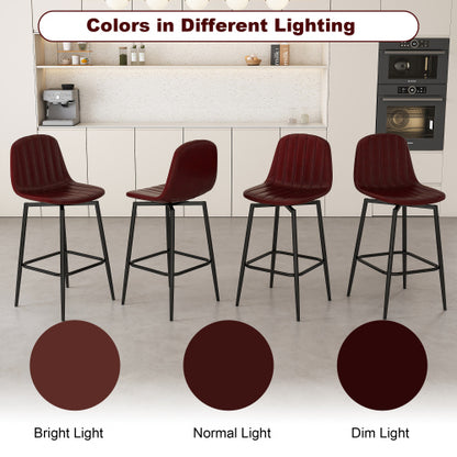Modern Bar Stools with Swivel Mechanism, PU Padded Seats with Back Support & Metal Legs ¨C Ideal for Kitchen Islands, Home Bars, Commercial Bars, Dark Brown(Set of 2)