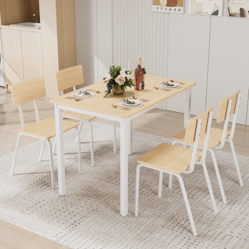5-Piece Dining Table Set with 4 Chairs, Modern Kitchen Table Set with MDF Board & Metal Frame, Space Saving Dining Furniture