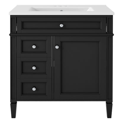 30'' Bathroom Vanity with Top Sink, Modern Bathroom Storage Cabinet with 2 Drawers and a Tip-out Drawer, Single Sink Bathroom Vanity
