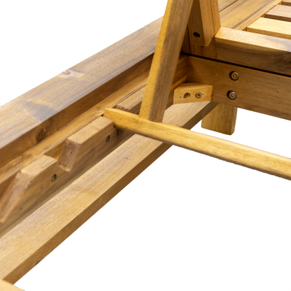 U_Style Acacia Wood Adjustable Backrest Outdoor Lounge Chair, Suitable for Gardens