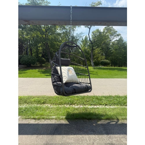 Outdoor garden rattan egg swing chair hanging chair PE hanging chair gray