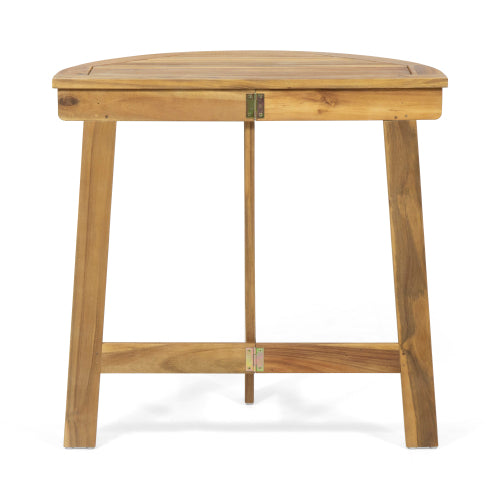 Outdoor Half-Round Folding Acacia Wood Bistro Table, Natural