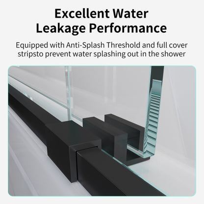 56-60*72 INCH Frame Double Sliding soft-close Shower Doors, Bathroom Sliding Shower Door, (6mm) Thick SGCC Tempered Glass Door For Bathroom Door ,Matte Black