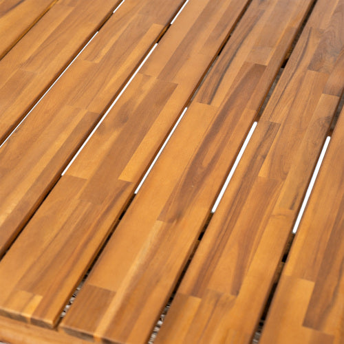 Outdoor Acacia Wood Dining Table,Teak Finish+ Brown Wicker