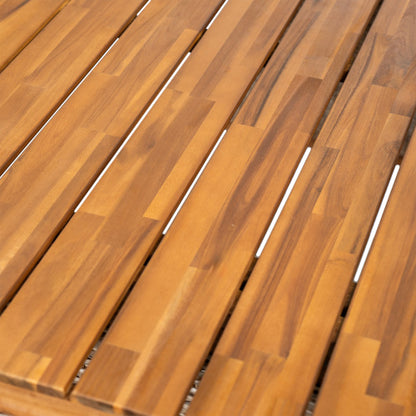 Outdoor Acacia Wood Dining Table,Teak Finish+ Brown Wicker