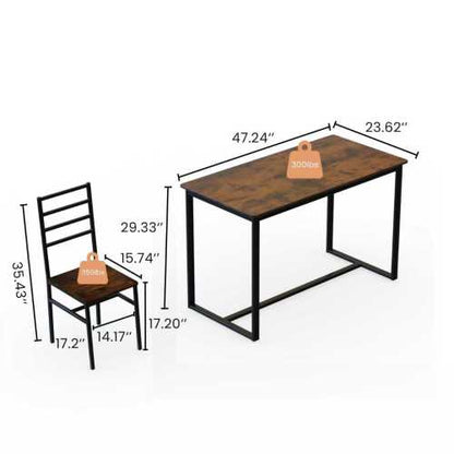 5-Piece Modern Dining Table Set with Metal Frame and MDF Chairs, Industrial Kitchen Furniture Set for 4
