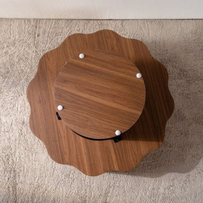 31.5 Inch Scalloped Edge Coffee Table, Walnut