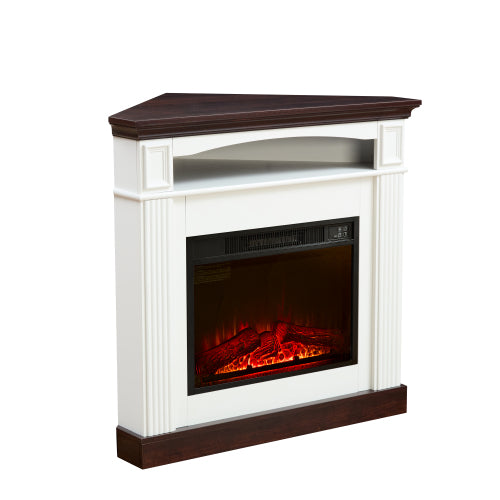 Corner fireplace cabinet for living room or bedroom with 23-inch fireplace inset heater for perfect ambiance