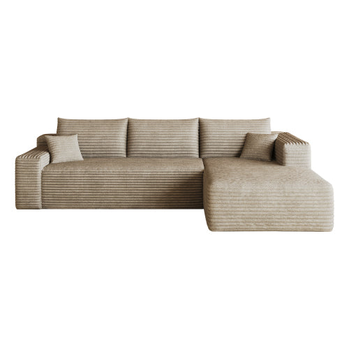 103 inch  Camel Corduroy L-Shape Cloud Sectional Sofa