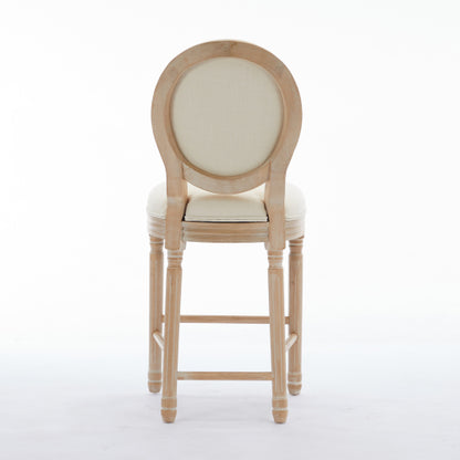 Solid Wood Bar stools Set of 2, Classic French Country Wooden Barstools with Upholstered Seating