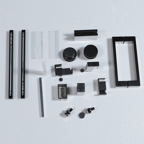 56" - 60" (W) x 76" (H) Frameless Soft-closing Shower Door, 1/4" (6mm) Tempered Glass Single Sliding with Explosion-proof Coating, Matte Black 24D01-60MBX