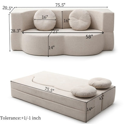 Khaki TwinSize Folding Floor SofaBed Futon Loveseat,No Assembly