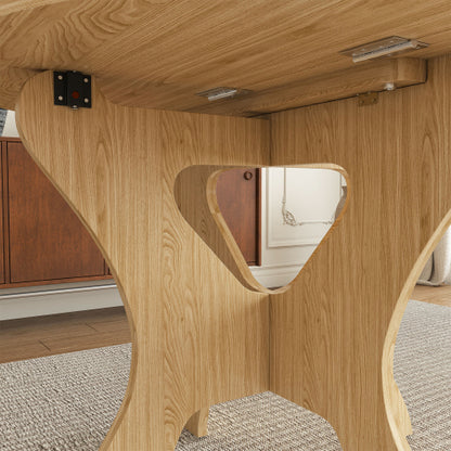 43 in Folding Dining Table for Small Spaces, MDF Table with Wild Oak Veneer, Space Saving Foldable Kitchen Table for Indoor and Outdoor Use