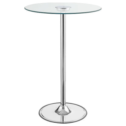 Chrome Glass Top LED Bistro Bar Table
