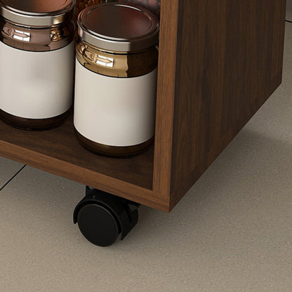 47-Inch Folding Dining Table with Storage Shelves and Wheels