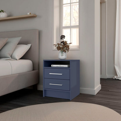 Alby Blue Nightstand, 2 Drawers & Shelf, 19.9inchH