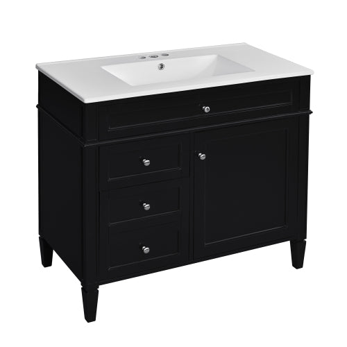 36'' Bathroom Vanity with Top Sink, Modern Bathroom Storage Cabinet with 2 Drawers and a Tip-out Drawer, Single Sink Bathroom Vanity