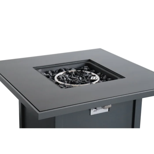 30" Powder-Coated Metal Fire Pit with Smoked Glass Surface