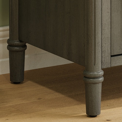 31" Vintage Bathroom Vanity with Sink, Rustic Bathroom Cabinet with Soft Close Doors and Adjustable Shelf, Curved Profile Design, Rubber Wood Legs, Gray