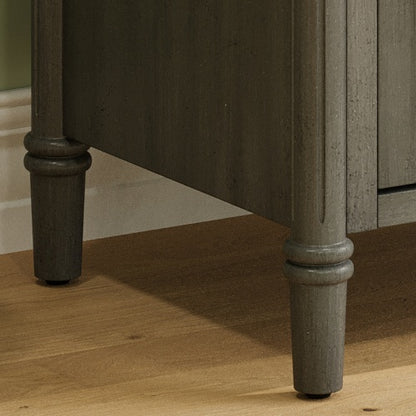 31" Vintage Bathroom Vanity with Sink, Rustic Bathroom Cabinet with Soft Close Doors and Adjustable Shelf, Curved Profile Design, Rubber Wood Legs, Gray