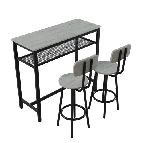 3-Piece Grey Bar Set, Square Table & 2 Stools