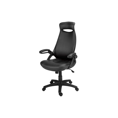Office Chair, Adjustable Height, Swivel, Ergonomic, Armrests, Computer Desk, Work, Black Leather Look, Black Metal, Contemporary, Modern