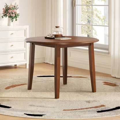 Extendable Round Dining Table for 2-4 People, Folding Wood Dining Table with Adjustable Size, Space-Saving Design for Small Apartments and Dining Areas - BROWN
