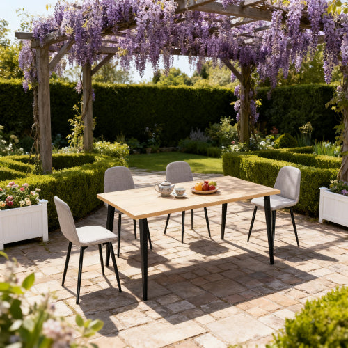 63 Inch Rectangular Dining Table with Iron Legs