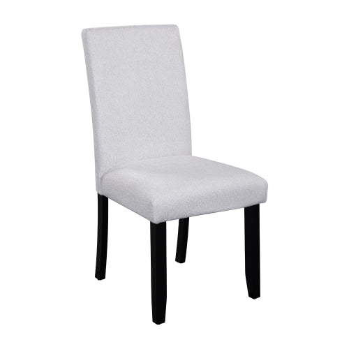 Dining Chairs Set of 4, Beige Upholstered Fabric, Tufted Back, Solid Wood Legs