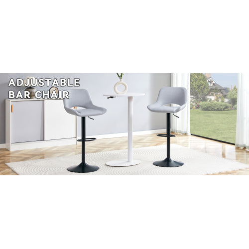 Modern Swivel Adjustable Bar Stools Set - 2 Pack, Light Gray Linen Fabric, Holds Up to 250 lbs, Suitable for Home Bars and Kitchen Islands.