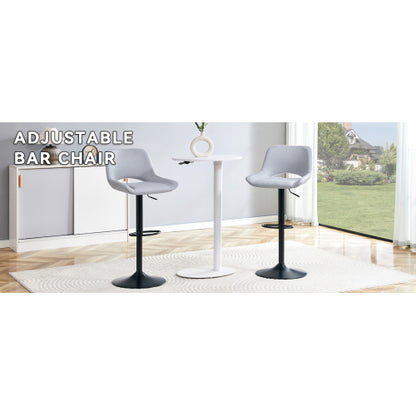 Modern Swivel Adjustable Bar Stools Set - 2 Pack, Light Gray Linen Fabric, Holds Up to 250 lbs, Suitable for Home Bars and Kitchen Islands.