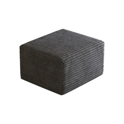 Dark Grey Plush Corduroy Sofa Ottoman, Modular No Assembly Design