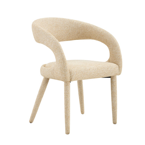 Premium Sherpa Upholstered Dining Chair with Hollow Backrest - Dining Room Chair, Bedroom Vanity Chair, Living Room Accent Chair, Cafe Leisure Chair, Conference Chair (Off White, Set of 2)