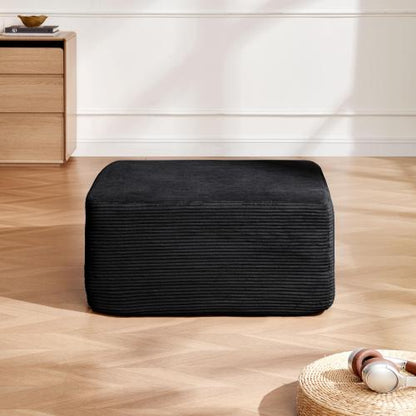 Ottoman Black Corduroy Modular Sectional Sofa Add-On for Living Room