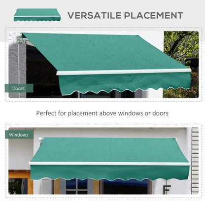 Outsunny 10' x 8' Retractable Awning, Patio Awnings, Sunshade Shelter w/ Manual Crank Handle, UV & Water-Resistant Fabric and Aluminum Frame for Deck, Balcony, Yard, Green