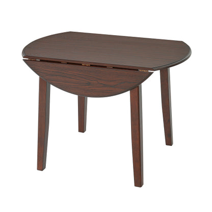 Extendable Round Dining Table for 2-4 People, Folding Wood Dining Table with Adjustable Size, Space-Saving Design for Small Apartments and Dining Areas - BROWN