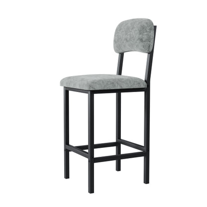 3-Piece Marble Finish Dining Set, Black Table & 2 Grey PU Upholstered Chairs