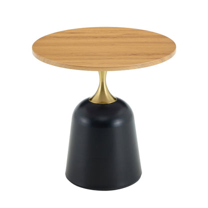 23.6inch  Round Metal Base Side Table Wood Grain Modern Nordic Accent Sofa Table