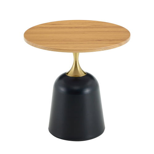 23.6inch  Round Metal Base Side Table Wood Grain Modern Nordic Accent Sofa Table