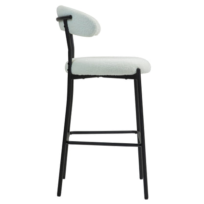 26inch  Counter height bar stools Teddy fabric cover kitchen island counter bar stool with black powder coating base and footrest(Snow)