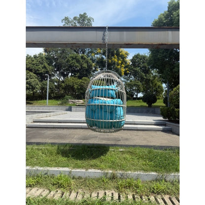 Outdoor garden rattan egg swing chair hanging chair PE hanging chair blue
