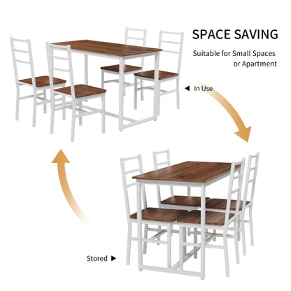 5-Piece Dining Table Set with 4 Chairs, Space Saving Kitchen Set