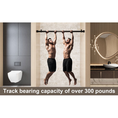 Frameless Single sliding shower door 56-60 "W x 76" H, 1/4 "(6 mm) Clear Tempered Glass, Explosion Proof Film, Stainless Steel Handle Square Tube Track ,Matte Black