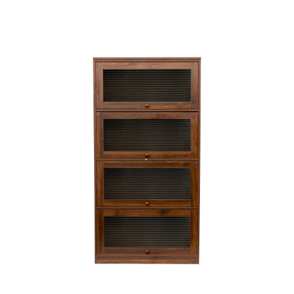 Contemporary Closed Back Glass Door Dustproof Wall Bookcase Cabinet
