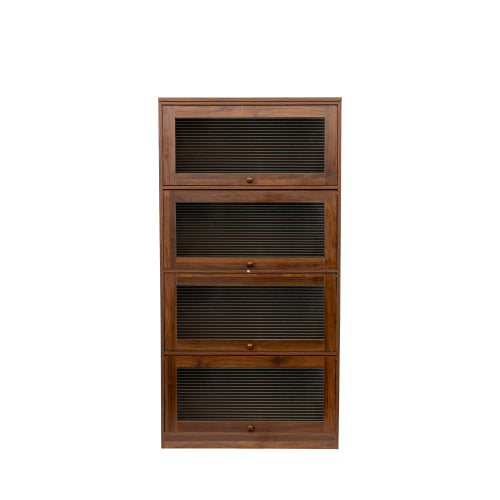 Contemporary Closed Back Glass Door Dustproof Wall Bookcase Cabinet