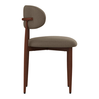 Chenille Upholstered Metal Dining Chairs, Set of 2, Coffee