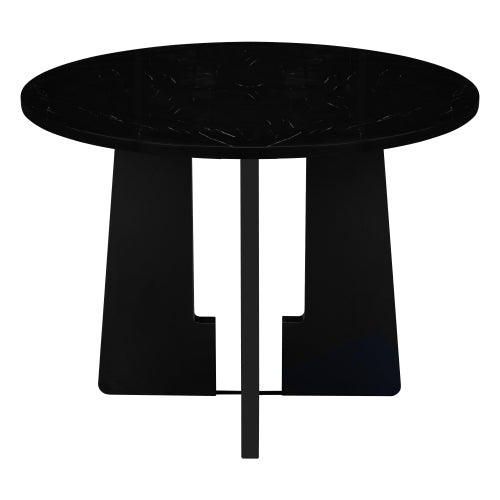 Round Dining Table for 4, 43-Inch Faux Marble Top, Mid-Century Modern Round Dining Table for Cafes, Restaurants, Bars, Home Offices and Conference Rooms (Black)