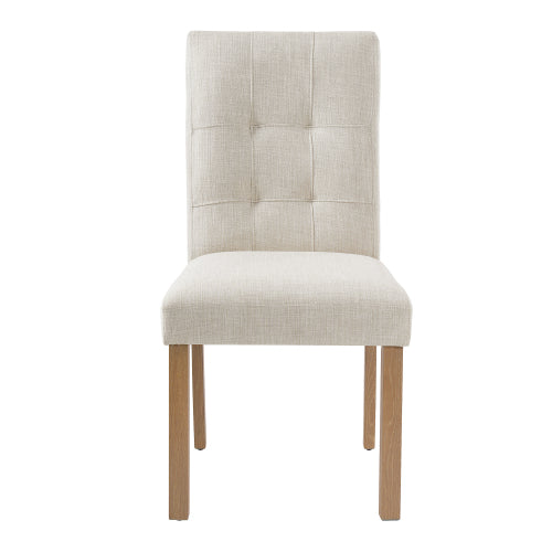 Set of 4 Mid-Century Fabric Dining Side Chairs, Beige Cushion & Natural Rubber Wood Legs, 250lbs, Armless Design