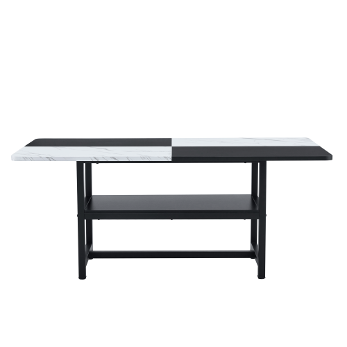 71-Inch Modern Two-Tone Dining Table with Storage Shelf for 6-8