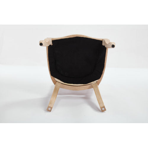 Set of 2 Beige French Country Fan Rattan Back Dining Chairs, Carved Wire Drawing Solid Wood Disassemblable Chairs